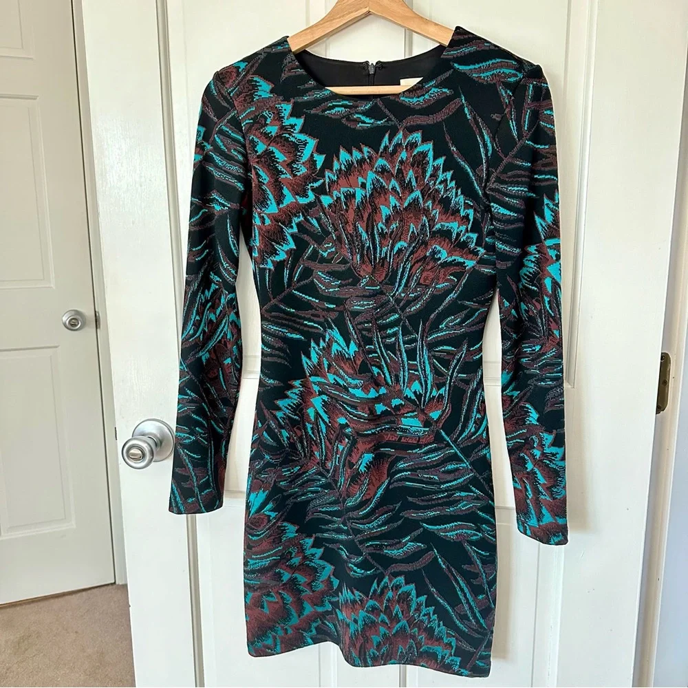 Mara Hoffman Cocktail Dress Herbarium Jacquard Fitted Long Sleeve Size S - Picture 5 of 10